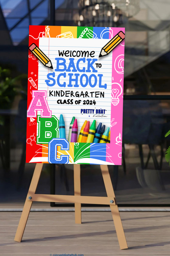 Welcome Sign Template & Mockup - Kindergarten